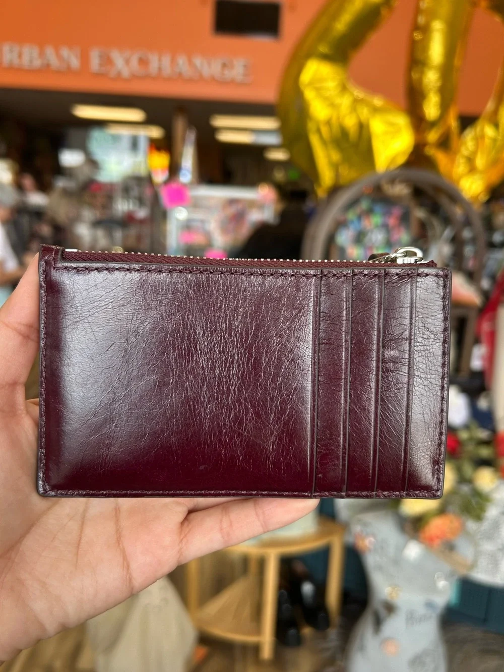 Tory Burch Kira Diamond Quilt Zip Card Case in Dark Carmine